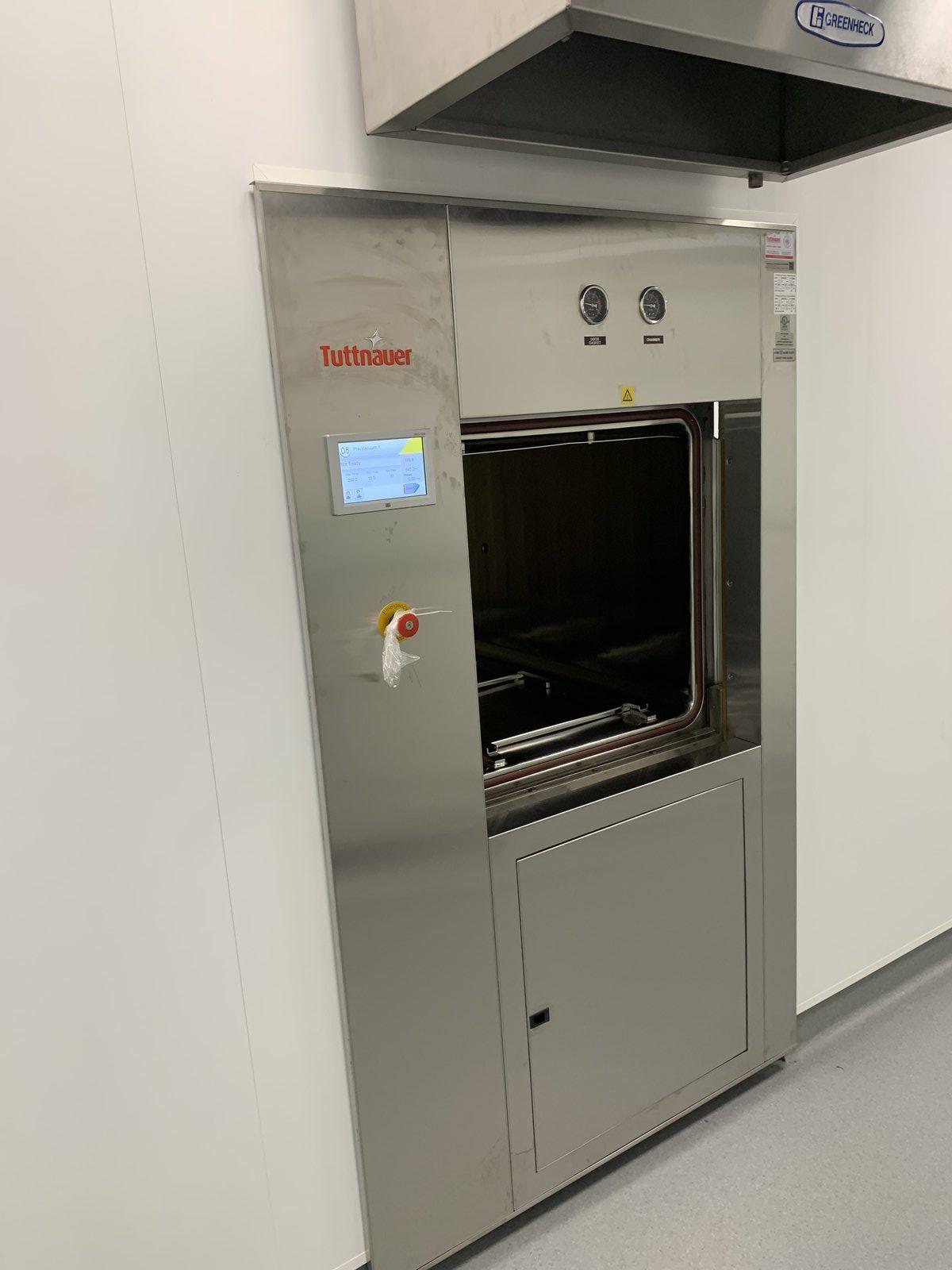 Tuttnauer 66E double-door autoclave with Greenheck exhaust hood at Optimi Health Princeton BC