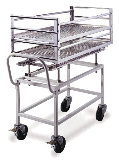Tuttnauer stainless steel loading cart and transfer carriage for 66 Series autoclave